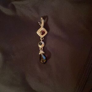 Silver Garnet Drop Pendant - Deep Red Faceted Gem by Judith Ripka 🍒